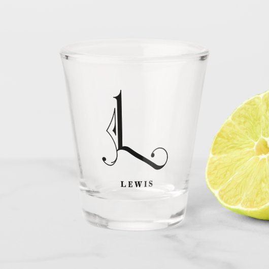 Personalisierter Monogramm-Buchstaben L mit Nachna Schnapsglas (Vorderseite)
