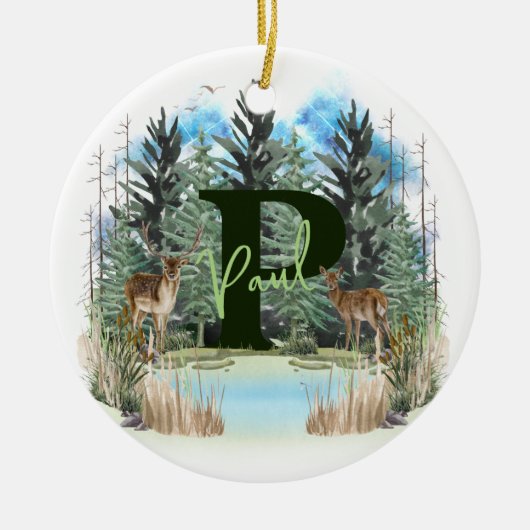 Personalisierter Monogramm-Buchstaben P Keramik Ornament (Vorne)