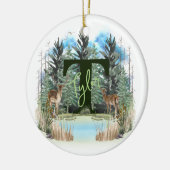 Personalisierter Monogramm-Buchstaben T Keramik Ornament (Links)