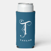 Personalisierter Monogramm-Buchstaben T mit Nachna Selters Dosenkühler (Seltzer Vorderseite)