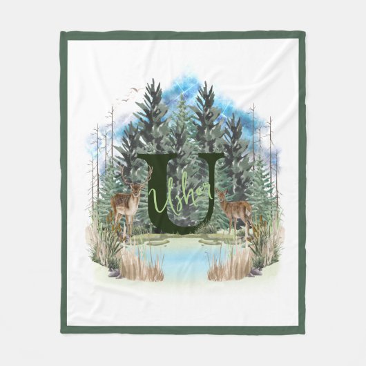 Personalisierter Monogramm-Buchstaben U Fleecedecke (Vorderseite)