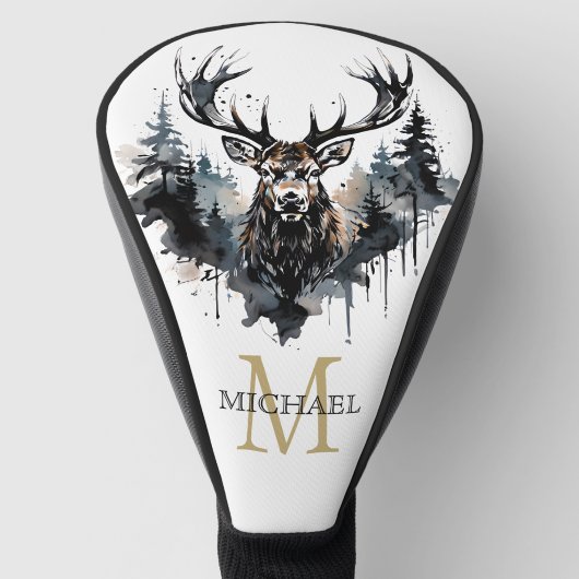 Personalisierter Monogramm-Elchwald Golf Headcover