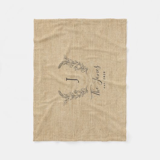 Personalisierter Monogramm Familienname rustikal Fleecedecke (Vorderseite)