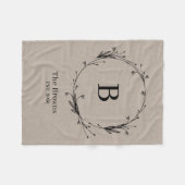 Personalisierter Monogramm Familienname Rustikale Fleecedecke (Vorderseite (Horizontal))