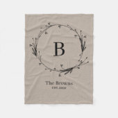 Personalisierter Monogramm Familienname Rustikale Fleecedecke (Vorderseite)