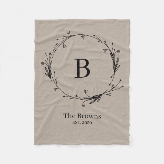 Personalisierter Monogramm Familienname Rustikale Fleecedecke (Vorderseite)