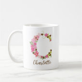 Personalisierter Monogramm Floral Letter C Kaffeetasse (Links)