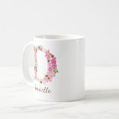 Personalisierter Monogramm Floral Letter D Kaffeetasse (Vorderseite Links)