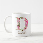 Personalisierter Monogramm Floral Letter D Kaffeetasse (Links)
