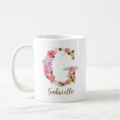 Personalisierter Monogramm Floral Letter G Kaffeetasse (Links)