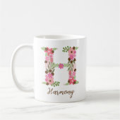 Personalisierter Monogramm Floral Letter H Kaffeetasse (Links)