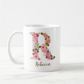 Personalisierter Monogramm Floral Letter R Kaffeetasse (Links)