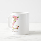 Personalisierter Monogramm floraler Letter Z Kaffeetasse (Vorderseite Links)