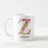 Personalisierter Monogramm floraler Letter Z Kaffeetasse (Links)