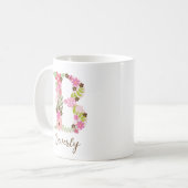Personalisierter Monogramm FlorLetter B Kaffeetasse (Vorderseite Links)
