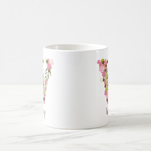 Personalisierter Monogramm FlorLetter W Kaffeetasse (Mittel)