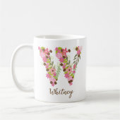 Personalisierter Monogramm FlorLetter W Kaffeetasse (Links)