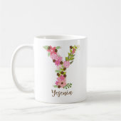 Personalisierter Monogramm-FlorLetter Y Kaffeetasse (Links)