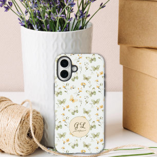Personalisierter Monogramm Frühlingsschmetterling iPhone 16 Plus Hülle