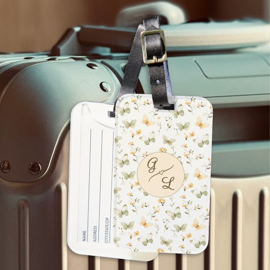 Personalisierter Monogramm Frühlingsschmetterling Gepäckanhänger
