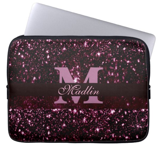 personalisierter Monogramm-Glitzer Laptopschutzhülle (Vorderseite)