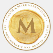 Personalisierter Monogramm-Goldaufkleber Runder Aufkleber (Vorderseite)