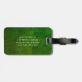 Personalisierter Monogramm Golfer aus grünem Leder Gepäckanhänger (Rückseite horizontal)