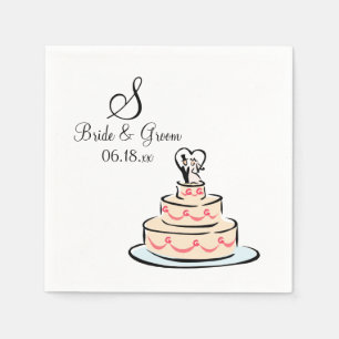 Personalisierter Monogramm-Hochzeitstorte Serviette