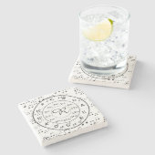 Personalisierter Monogramm-Kreis von Fünftel-Musik Steinuntersetzer (Seitenansicht)