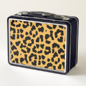 Personalisierter Monogramm-Leoparden-Druck Metall Brotdose (Rückseite)