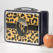 Personalisierter Monogramm-Leoparden-Druck Metall Brotdose (Beispiel)