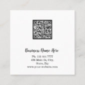 Personalisierter Monogramm-Minimalist B&W-QR-Code Quadratische Visitenkarte (Rückseite)