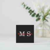 Personalisierter Monogramm-Minimalist B&W-QR-Code Quadratische Visitenkarte (Stehend Vorderseite)