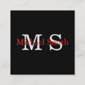 Personalisierter Monogramm-Minimalist B&W-QR-Code Quadratische Visitenkarte (Vorderseite)