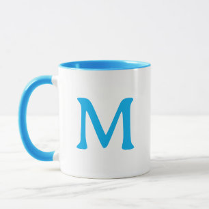 Personalisierter Monogramm Moderner Blau Weißer Be Tasse