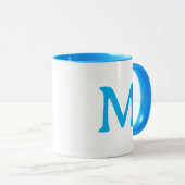 Personalisierter Monogramm Moderner Blau Weißer Be Tasse (VorderseiteRechts)
