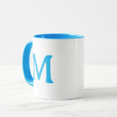 Personalisierter Monogramm Moderner Blau Weißer Be Tasse (Vorderseite Links)