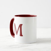 Personalisierter Monogramm Moderner Marone-Weißer Tasse (Vorderseite Links)