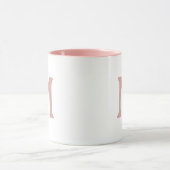 Personalisierter Monogramm Moderner Rosa Weißer Be Tasse (Zentrum)