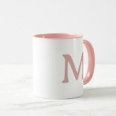 Personalisierter Monogramm Moderner Rosa Weißer Be Tasse (VorderseiteRechts)