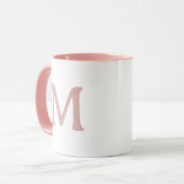 Personalisierter Monogramm Moderner Rosa Weißer Be Tasse (Vorderseite Links)