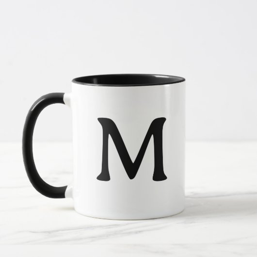 Personalisierter Monogramm Moderner Schwarz Weiß B Tasse (Links)