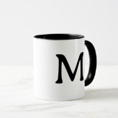 Personalisierter Monogramm Moderner Schwarz Weiß B Tasse (VorderseiteRechts)