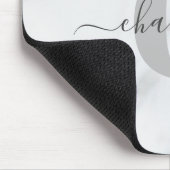 Personalisierter Monogramm-Name aus weißem und gra Mousepad (Ecke)