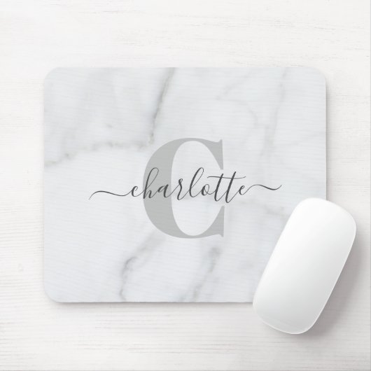 Personalisierter Monogramm-Name aus weißem und gra Mousepad (Mit Mouse)
