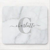 Personalisierter Monogramm-Name aus weißem und gra Mousepad (Vorne)