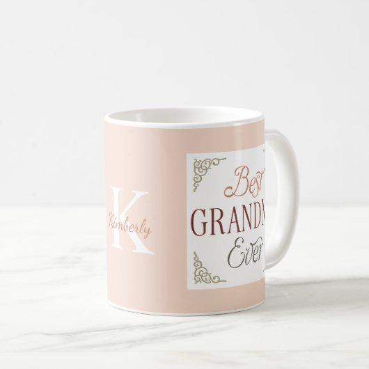 Personalisierter Monogramm-Name Beste Oma Aller Ze Kaffeetasse (VorderseiteRechts)