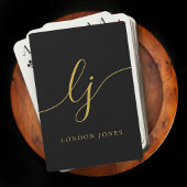 Personalisierter Monogramm Name Black Gold Spielkarten