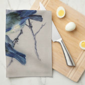 Personalisierter Monogramm Name Blaugraue Vögel Vi Geschirrtuch (Viertel Falte)