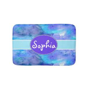 Personalisierter Monogramm-Name der Wasserfarbe Aq Badematte